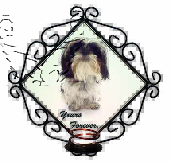 Shih Tzu Dog-Love Wrought Iron Wall Art Candle Holder