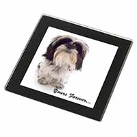 Shih Tzu Dog-Love Black Rim High Quality Glass Coaster