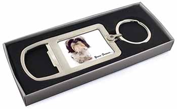 Shih Tzu Dog-Love Chrome Metal Bottle Opener Keyring in Box