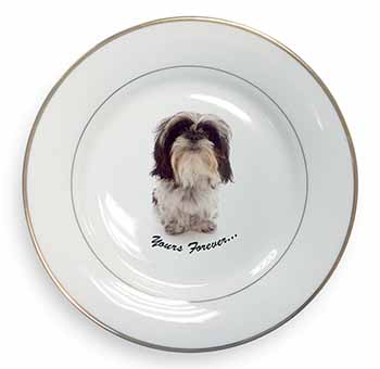 Shih Tzu Dog-Love Gold Rim Plate Printed Full Colour in Gift Box