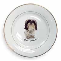 Shih Tzu Dog-Love Gold Rim Plate Printed Full Colour in Gift Box