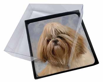 4x Shih Tzu Dog Picture Table Coasters Set in Gift Box