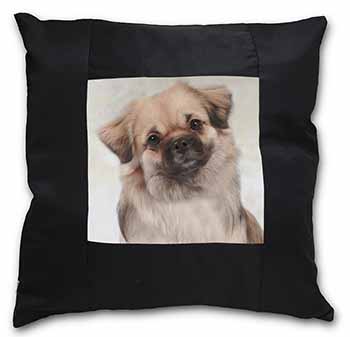 Tibetan Spaniel Dog Black Satin Feel Scatter Cushion