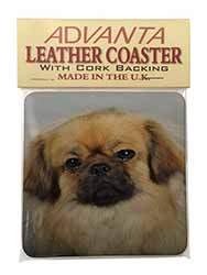 Tibetan Spaniel Dog Single Leather Photo Coaster