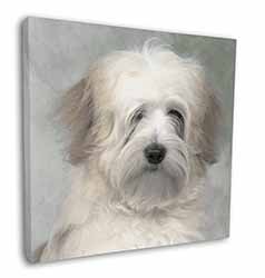 White Tibetan Terrier Dog Square Canvas 12"x12" Wall Art Picture Print