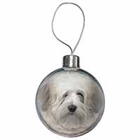 White Tibetan Terrier Dog Christmas Bauble