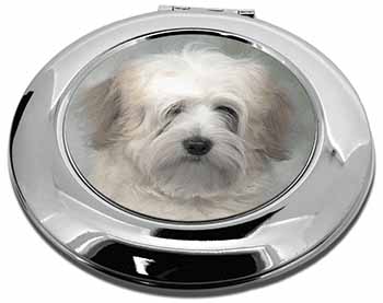 White Tibetan Terrier Dog Make-Up Round Compact Mirror
