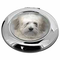 White Tibetan Terrier Dog Make-Up Round Compact Mirror