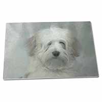 Large Glass Cutting Chopping Board White Tibetan Terrier Dog