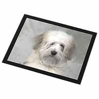 White Tibetan Terrier Dog Black Rim High Quality Glass Placemat