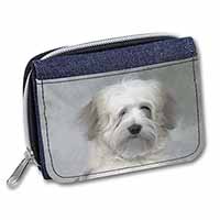 White Tibetan Terrier Dog Unisex Denim Purse Wallet