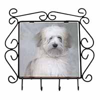 White Tibetan Terrier Dog Wrought Iron Key Holder Hooks