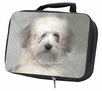 White Tibetan Terrier Dog Black Insulated School Lunch Box/Picnic Bag