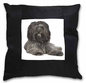 Tibetan Terrier Dog Black Satin Feel Scatter Cushion