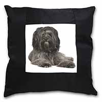 Tibetan Terrier Dog Black Satin Feel Scatter Cushion