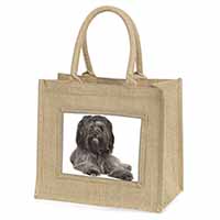 Tibetan Terrier Dog Natural/Beige Jute Large Shopping Bag
