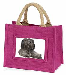 Tibetan Terrier Dog Little Girls Small Pink Jute Shopping Bag