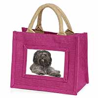 Tibetan Terrier Dog Little Girls Small Pink Jute Shopping Bag