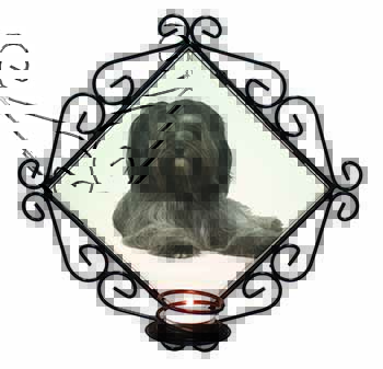 Tibetan Terrier Dog Wrought Iron Wall Art Candle Holder