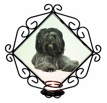 Tibetan Terrier Dog Wrought Iron Wall Art Candle Holder