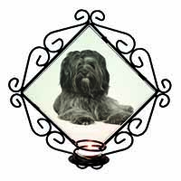 Tibetan Terrier Dog Wrought Iron Wall Art Candle Holder