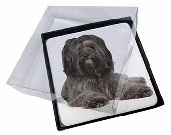 4x Tibetan Terrier Dog Picture Table Coasters Set in Gift Box