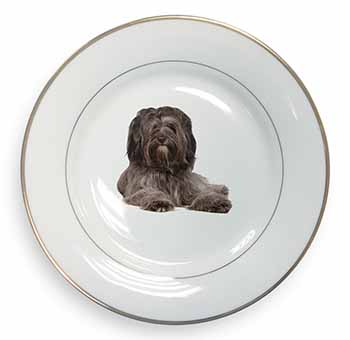 Tibetan Terrier Dog Gold Rim Plate Printed Full Colour in Gift Box