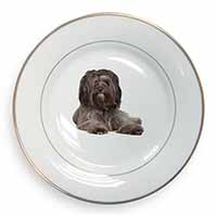 Tibetan Terrier Dog Gold Rim Plate Printed Full Colour in Gift Box