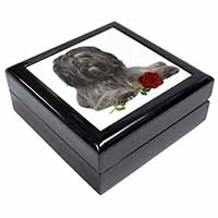 Tibetan Terrier with Red Rose Keepsake/Jewellery Box