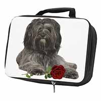 Tibetan Terrier with Red Rose Black Insulated School Lunch Box/Picnic Bag