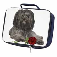 Tibetan Terrier with Red Rose Navy Insulated School Lunch Box/Picnic Bag