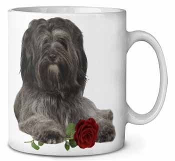 Tibetan Terrier with Red Rose Ceramic 10oz Coffee Mug/Tea Cup