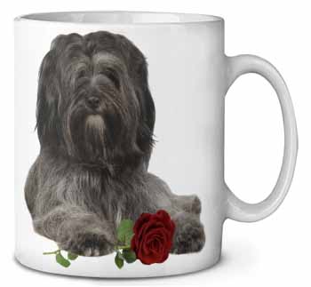 Tibetan Terrier with Red Rose Ceramic Coffee Mug/Tea Cup