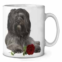 Tibetan Terrier with Red Rose Ceramic Coffee Mug/Tea Cup