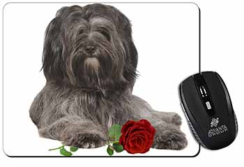Tibetan Terrier with Red Rose Computer Mouse Mat