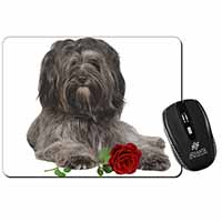 Tibetan Terrier with Red Rose Computer Mouse Mat
