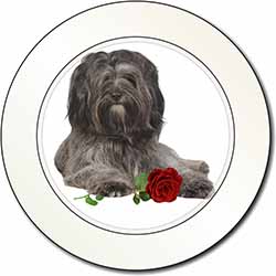 Tibetan Terrier with Red Rose Car or Van Permit Holder/Tax Disc Holder
