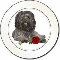 Tibetan Terrier with Red Rose Car or Van Permit Holder/Tax Disc Holder