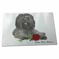Large Glass Cutting Chopping Board Tibetan Terrier+Rose 