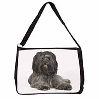 Tibetan Terrier Dog Large Black Laptop Shoulder Bag School/College