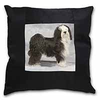 Tibetan Terrier Dog Black Satin Feel Scatter Cushion