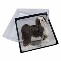 4x Tibetan Terrier Dog Picture Table Coasters Set in Gift Box