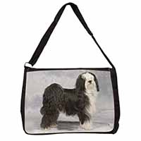 Tibetan Terrier Dog Large Black Laptop Shoulder Bag School/College