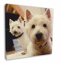 West Highland Terrier Dogs Square Canvas 12"x12" Wall Art Picture Print