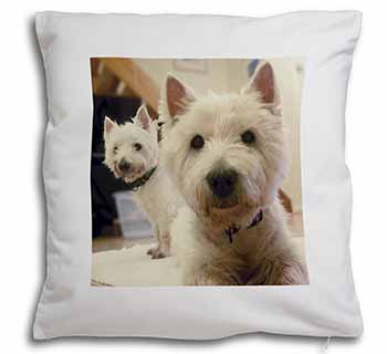 West Highland Terrier Dogs Soft White Velvet Feel Scatter Cushion