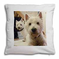 West Highland Terrier Dogs Soft White Velvet Feel Scatter Cushion