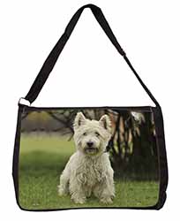 West Highland Terrier Dog Large Black Laptop Shoulder Bag School/College