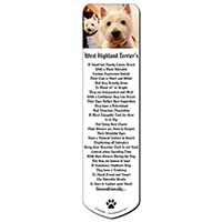 West Highland Terrier Dogs Bookmark, Book mark, Printed full colour