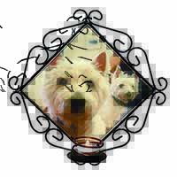 West Highland Terrier Dogs Wrought Iron Wall Art Candle Holder