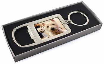 West Highland Terrier Dogs Chrome Metal Bottle Opener Keyring in Box